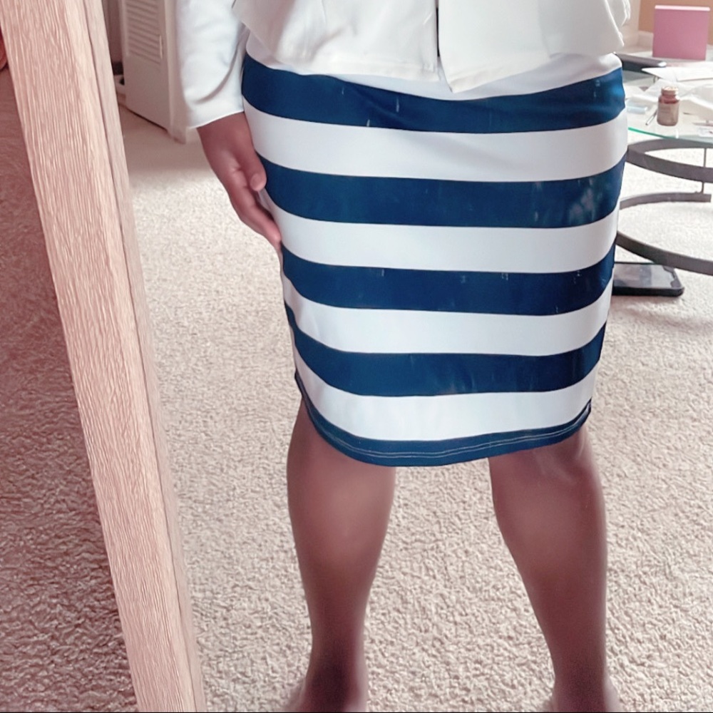Fashion To Figure - Blue/White Pencil Skirt